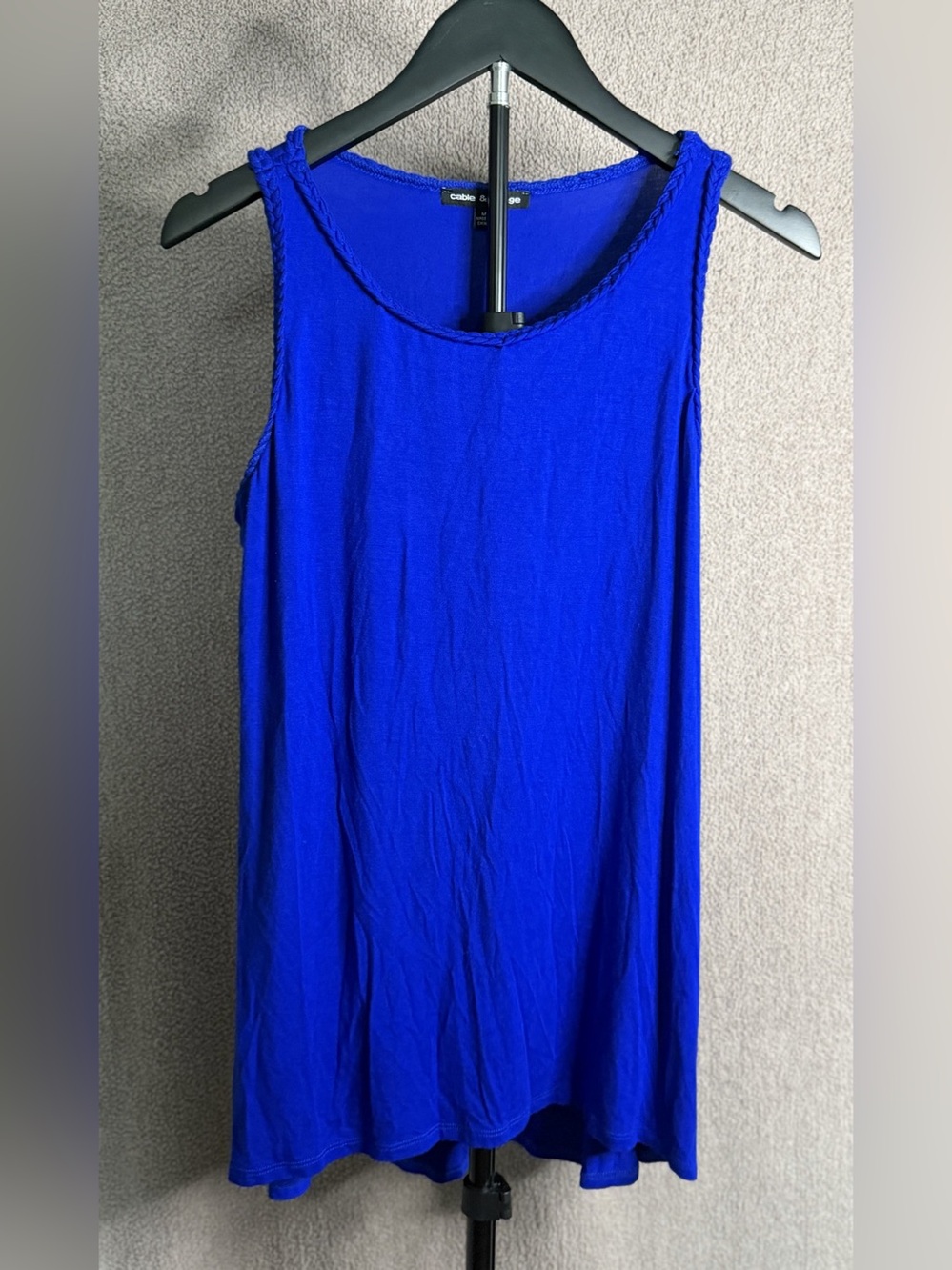 Cable & Gauge Cobalt Blue Braided Trim Sleeveless Tunic Top M